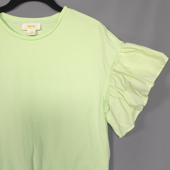 Anthropologie Maeve Top Size XS English Factory Ruffled‎ Drop Shoulder Lime - Picture 6 of 13